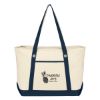 Large Cotton Canvas Sailing Tote Bag - Natural with Navy Trim