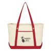 Large Cotton Canvas Sailing Tote Bag - Natural with Red Trim