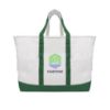 The Madelyn Cotton Canvas Tote Bag - Natural with Forest Green