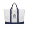 The Madelyn Cotton Canvas Tote Bag - Natural with Navy