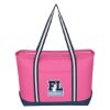 Large Cotton Canvas Admiral Tote Bag With Tackle Twill Patch - Pink with Navy Trim