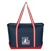 Large Cotton Canvas Admiral Tote Bag With Tackle Twill Patch - Navy with Red Trim