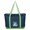 Large Cotton Canvas Admiral Tote Bag With Tackle Twill Patch - Navy with Lime Green Trim