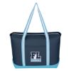 Large Cotton Canvas Admiral Tote Bag With Tackle Twill Patch - Navy with Light Blue Trim