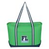 Large Cotton Canvas Admiral Tote Bag With Tackle Twill Patch - Lime Green with Navy Trim