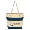 Cruising Tote Bag With Rope Handles - Natural with Navy Trim