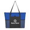 Non-woven Voyager Zippered Tote Bag - Royal Blue with Black Trim