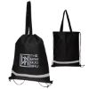 Double Feature Non-woven Drawstring Tote Bag - Black