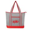 Harborside Heathered Cooler Tote Bag - Gray with Red