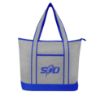 Harborside Heathered Cooler Tote Bag - Gray with Royal Blue