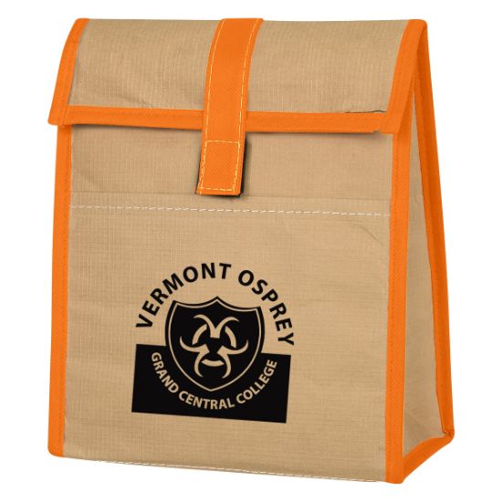 Woven Paper Lunch Bag - Orange