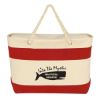 Large Cruising Tote Bag With Rope Handles - Natural with Red Trim