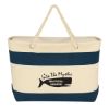 Large Cruising Tote Bag With Rope Handles - Natural with Navy Trim