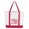 Pocket Shopper Tote Bag - White with Red Trim