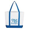 Pocket Shopper Tote Bag - White with Royal Blue Trim