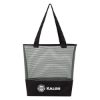 Sheer Mesh Pinstripe Tote Bag - Charcoal with Black Accents