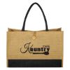 Jute Box Tote Bag - Natural with Black Trim