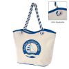 Maui 8 Oz. Laminated Cotton Tote Bag - Natural with Blue