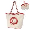 Maui 8 Oz. Laminated Cotton Tote Bag - Natural with Red