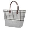 Tartan Jute Tote Bag - Gray