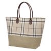 Tartan Jute Tote Bag - Natural