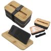 Stackable Bento Box With Phone Stand - Black with Black Strap