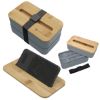 Stackable Bento Box With Phone Stand - Gray with Black Strap