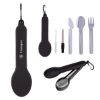 Travel Utensil Set With Silicone Holder - Black