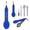 Travel Utensil Set With Silicone Holder - Blue