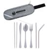 Stainless Steel Cutlery Set In Pouch - Gray