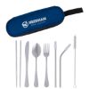 Stainless Steel Cutlery Set In Pouch - Navy