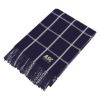 Charleston Fringed Throw Blanket - Navy with White