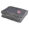 Cozy Plush Blanket With Woven Patch - Gray