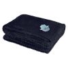 Cozy Plush Blanket With Woven Patch - Navy