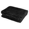 Cozy Plush Blanket With Woven Patch - Black