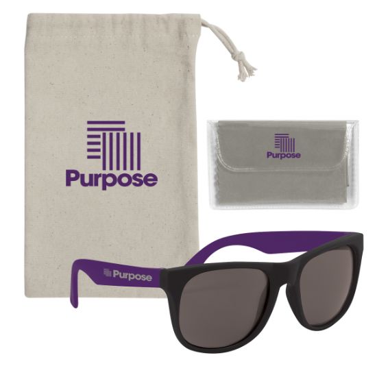 Rubberized Sunglasses with Microfiber Cloth and Pouch