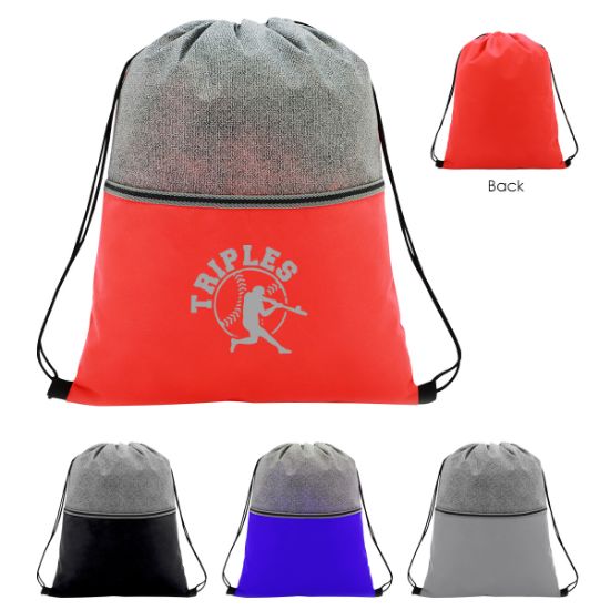 Color Basics Heathered Non-Woven Drawstring Bag