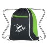 Mesh Accent Drawstring Sports Pack - Black with Lime Green Trim