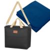 Hefty Cooler Bag With Fleece Blanket - Black with Royal Blue