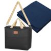 Hefty Cooler Bag With Fleece Blanket - Black with Navy