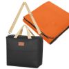 Hefty Cooler Bag With Fleece Blanket - Black with Orange