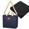 Hefty Cooler Bag With Fleece Blanket -Navy with Black