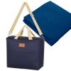 Hefty Cooler Bag With Fleece Blanket -Navy with Royal Blue