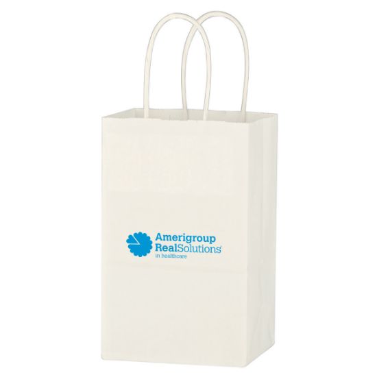 Kraft Paper White Shopping Bag - 5-1/4" X 8-1/4"