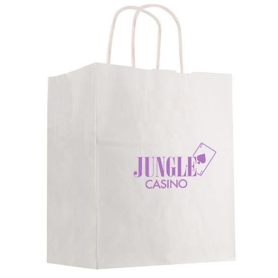 Kraft Paper White Shopping Bag - 13" X 17"