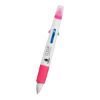 Quatro Pen With Highlighter - White with Pink Trim