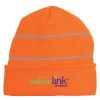 Knit Cuff Beanie With Reflective Stripes - Orange