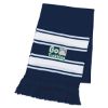 Two-tone Knit Scarf With Fringe - Navy with White Stripes