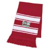 Two-tone Knit Scarf With Fringe - Red with White Stripes