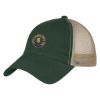 Washed Cotton Mesh Back Cap - Dark Green with Khaki